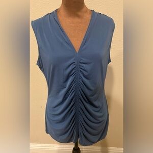Covington Blue Ruched Sleeveless Blouse